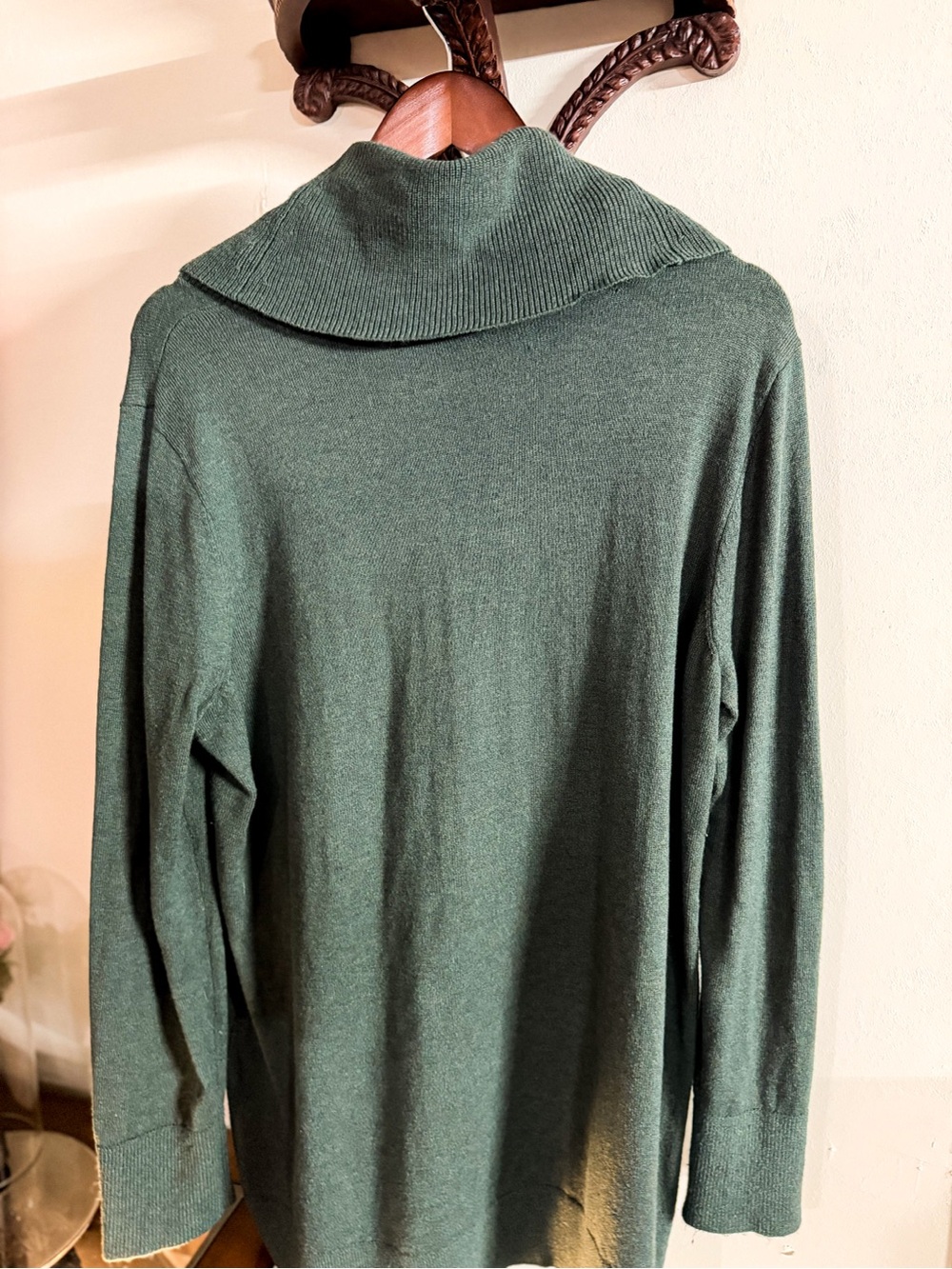 LOFT Green Cowl Neck Tunic Sweater Size XL Soft Lightweight Knit - Picture 3 of 9